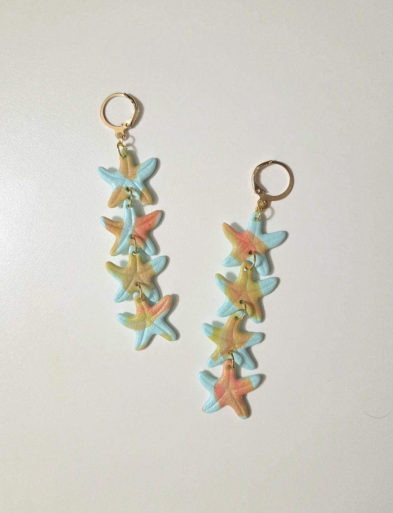 Polymer Clay Earrings Pastel Starfish