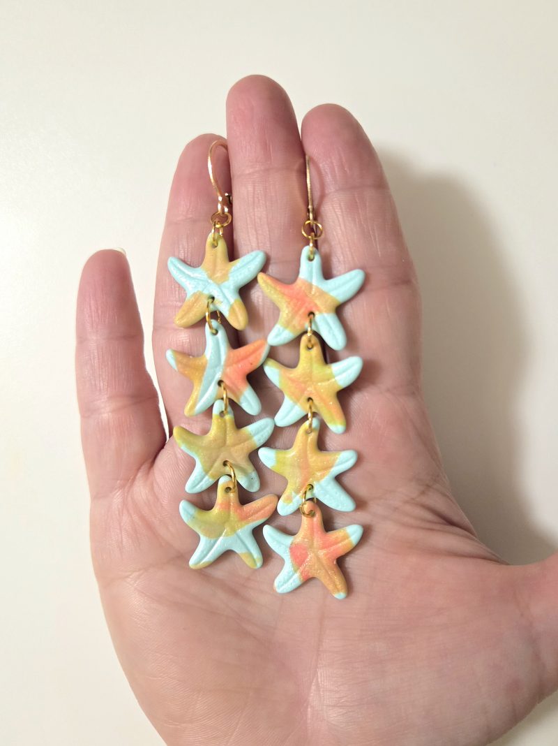 Polymer Clay Earrings Pastel Starfish