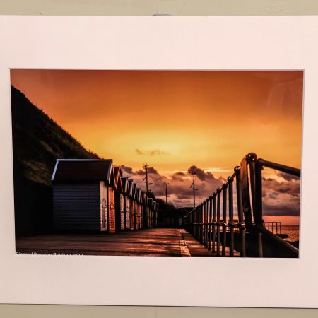Beach Hut Sunset - Photographic Mounted Image.