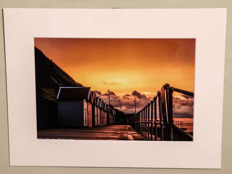 Beach Hut Sunset - Photographic Mounted Image.