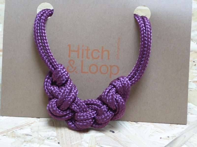 Burgundy textile knotted necklace
