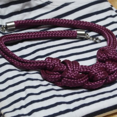 Burgundy textile knotted necklace