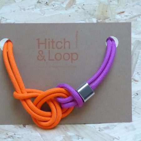 Pink and orange textile necklace