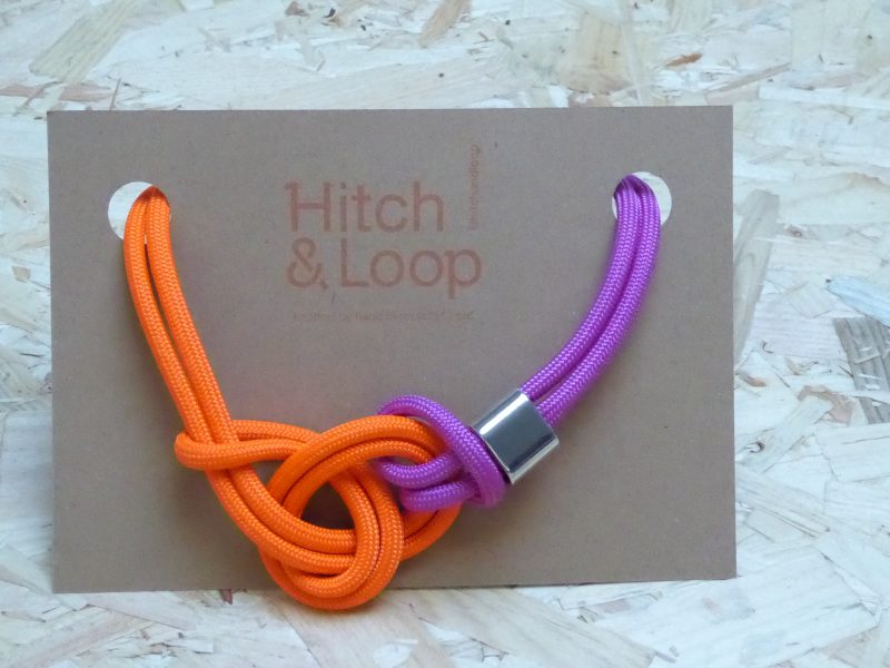 Pink and orange textile necklace