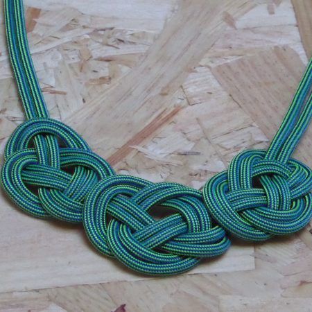 Turquoise textile knotted necklace