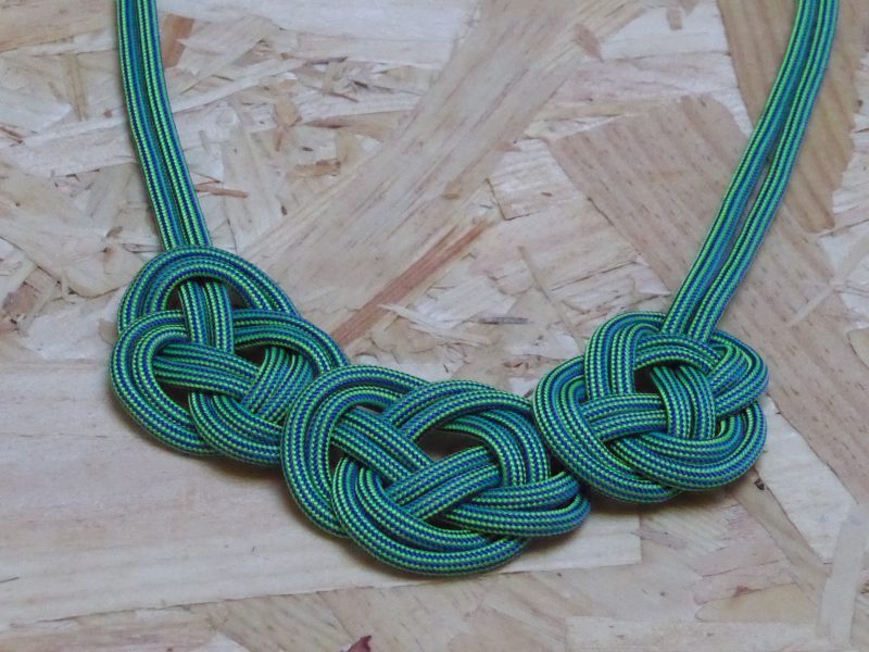 Turquoise textile knotted necklace