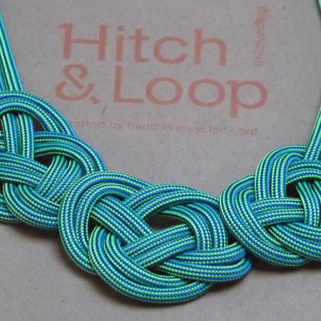 Turquoise textile knotted necklace