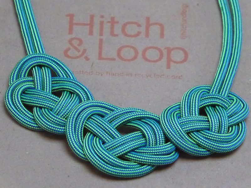 Turquoise textile knotted necklace