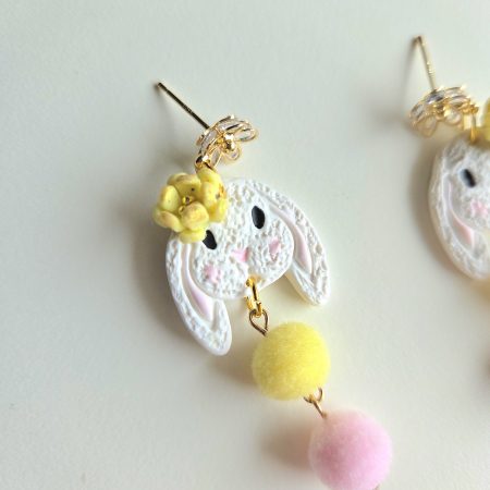 Polymer Clay Earrings Spring Bunny