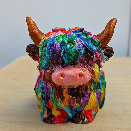 Handmade and Hand Painted Ornamental Highland Cow, Unique Christmas Gift