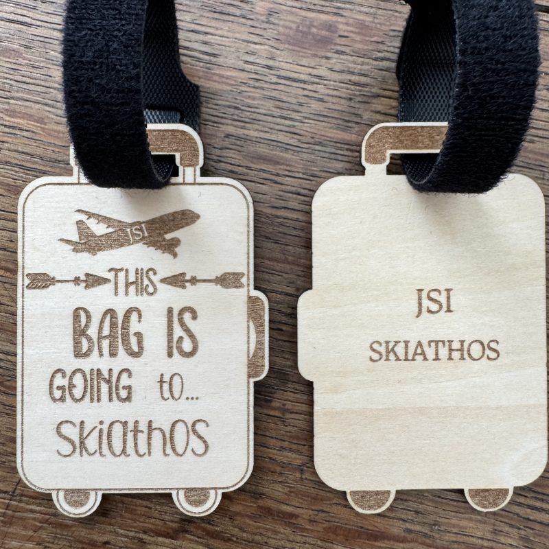 Wooden Suitcase Luggage Tag