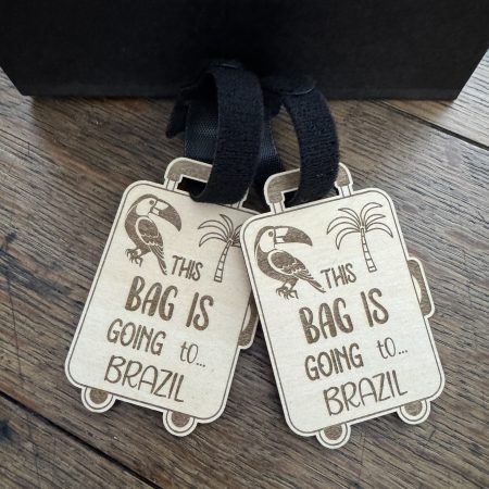 Wooden Suitcase Luggage Tag