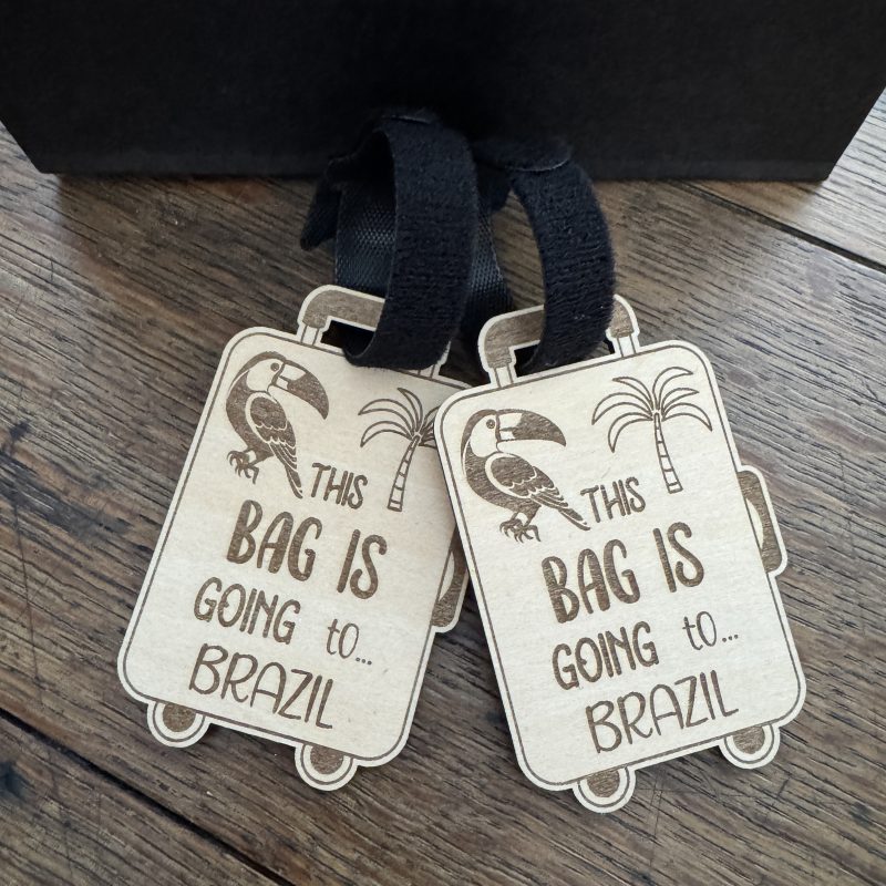 Wooden Suitcase Luggage Tag