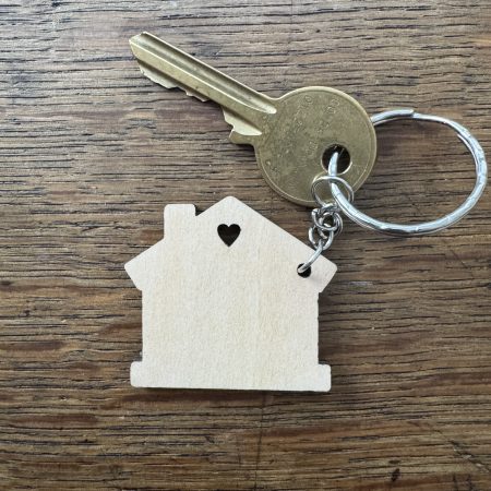 Personalised Handmade House Shaped Lasercut Wooden Keyring