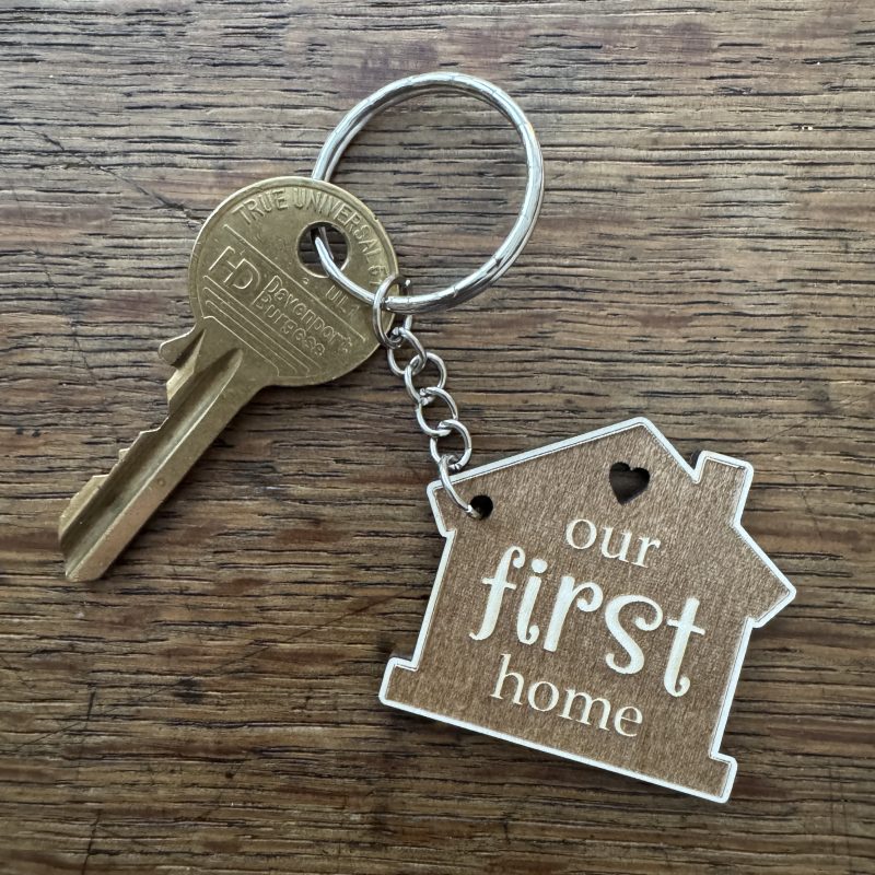 Personalised Handmade House Shaped Lasercut Wooden Keyring