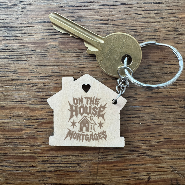 Personalised Handmade House Shaped Lasercut Wooden Keyring