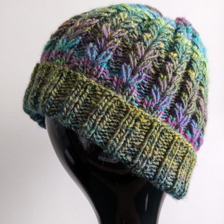 Cozy Knitted Winter Beanie - Green Palette or Green & Red with Fun Pompom