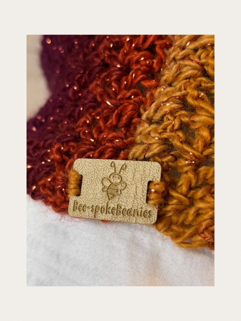 Crocheted Infinity Scarf in Sparkly Autumn Sunset Colours.