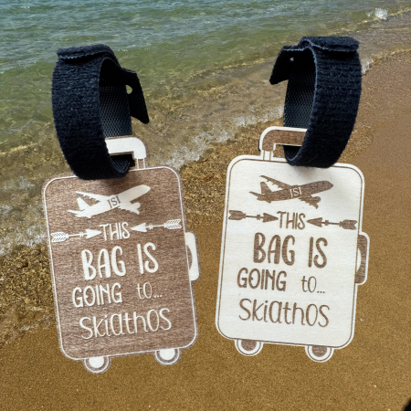 Wooden Suitcase Luggage Tag