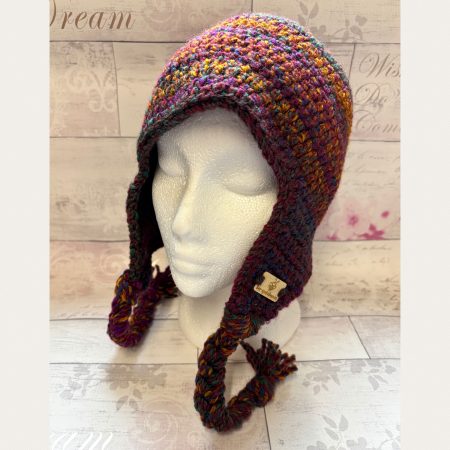 Crocheted Sherpa Style Hat with Ear Flaps - Unisex