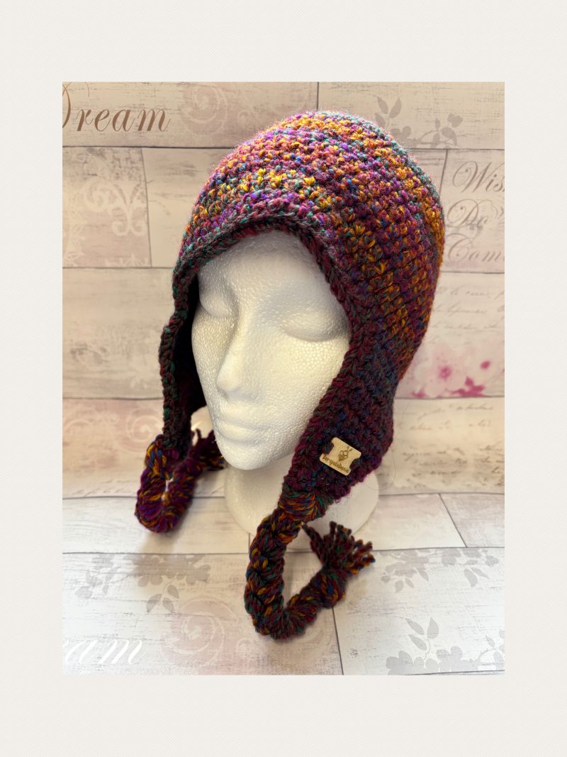 Crocheted Sherpa Style Hat with Ear Flaps - Unisex