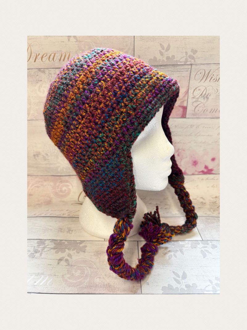 Crocheted Sherpa Style Hat with Ear Flaps - Unisex