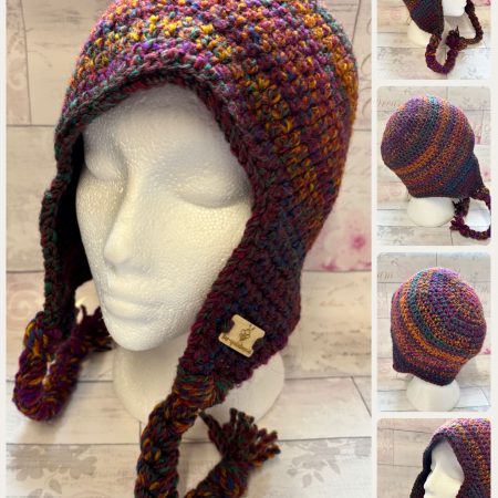 Crocheted Sherpa Style Hat with Ear Flaps - Unisex