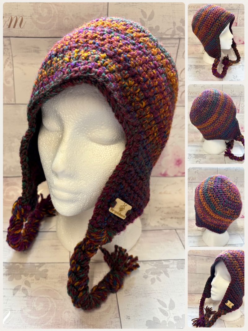 Crocheted Sherpa Style Hat with Ear Flaps - Unisex