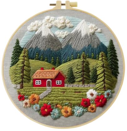 Cross Stitch Kits Embroidery Kit for Beginners | Farm (20cm with frame)