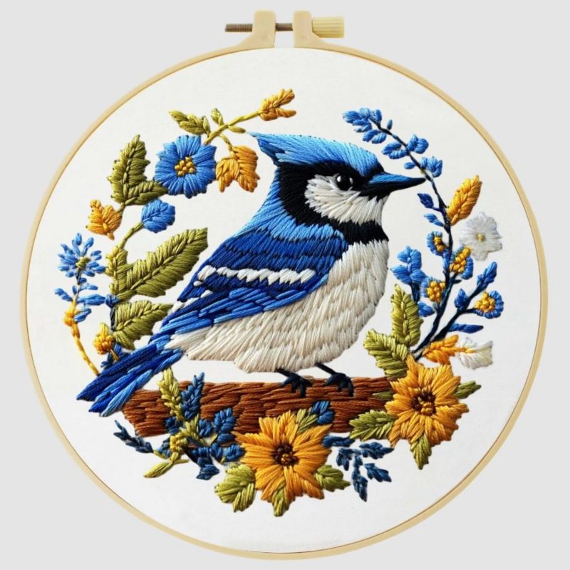 Cross Stitch Embroidery Kit for Beginners | Bluejay (20cm with frame)
