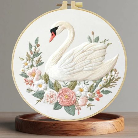 Cross Stitch Embroidery Kit for Beginners | Swan (20cm with frame)
