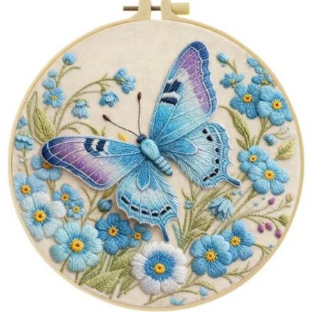Cross Stitch Embroidery Kit for Beginners | Dream Butterfly (20cm with frame)