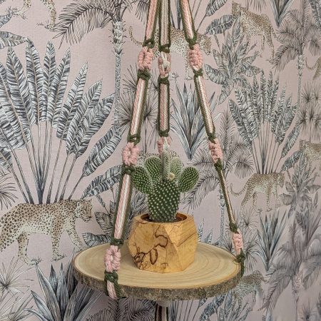 Handmade Macrame Hanging Shelf | Wood Slice Plant Display | Boho Decor