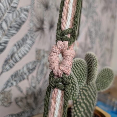 Handmade Macrame Hanging Shelf | Wood Slice Plant Display | Boho Decor