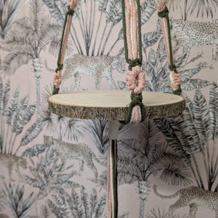 Handmade Macrame Hanging Shelf | Wood Slice Plant Display | Boho Decor
