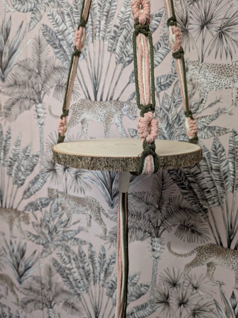 Handmade Macrame Hanging Shelf | Wood Slice Plant Display | Boho Decor