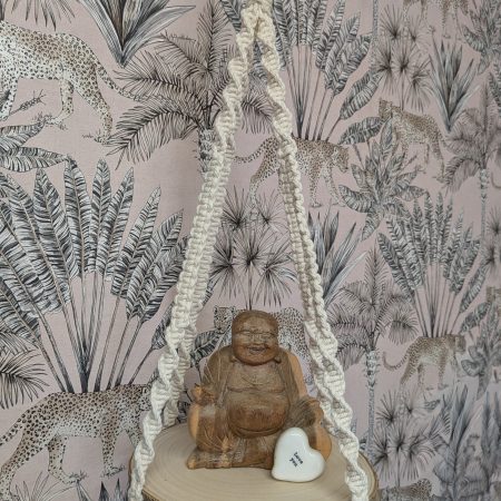 Macrame Hanging Shelf with Wood Slice | Round Plant & Trinket Shelf | Handmade Wall Decor