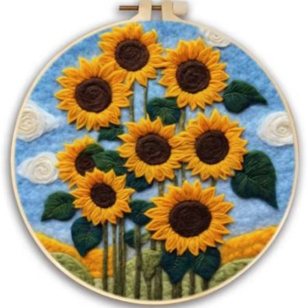Wool Felting Kit for Beginners | Sunflowers (20cm with Frame)