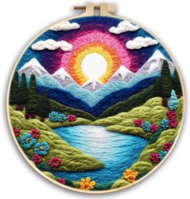 Wool Felting Kit for Beginners | River Sunrise (20cm with Frame)