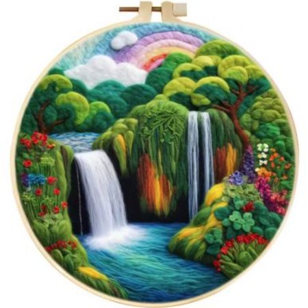 Wool Felting Kit for Beginners | Double Waterfalls (20cm with Frame)