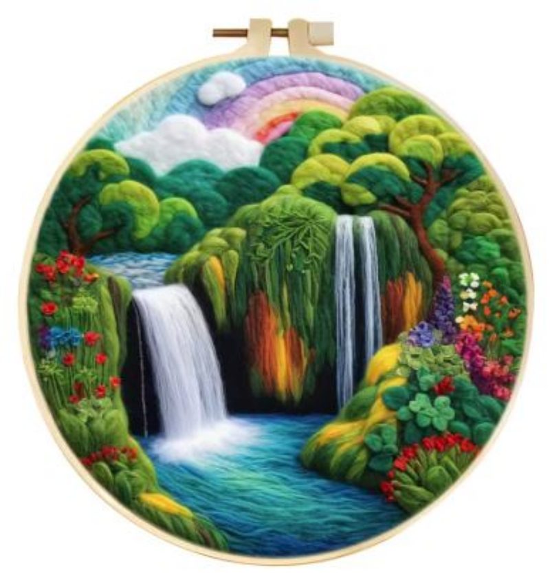 Wool Felting Kit for Beginners | Double Waterfalls (20cm with Frame)