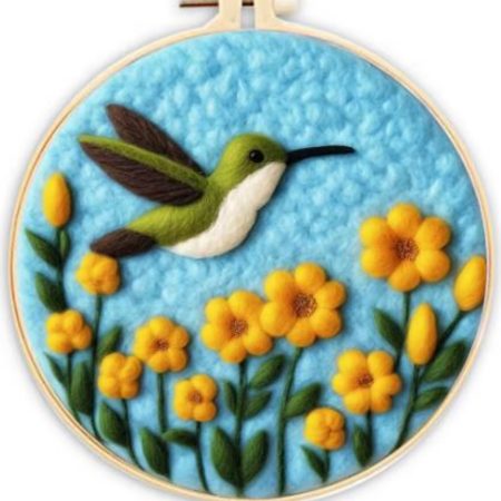 Wool Felting Kit for Beginners | Hummingbird (20cm with Frame)