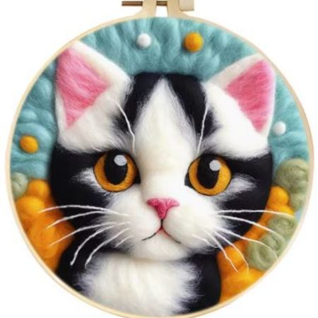 Wool Felting Kit for Beginners | Cat (20cm with Frame)
