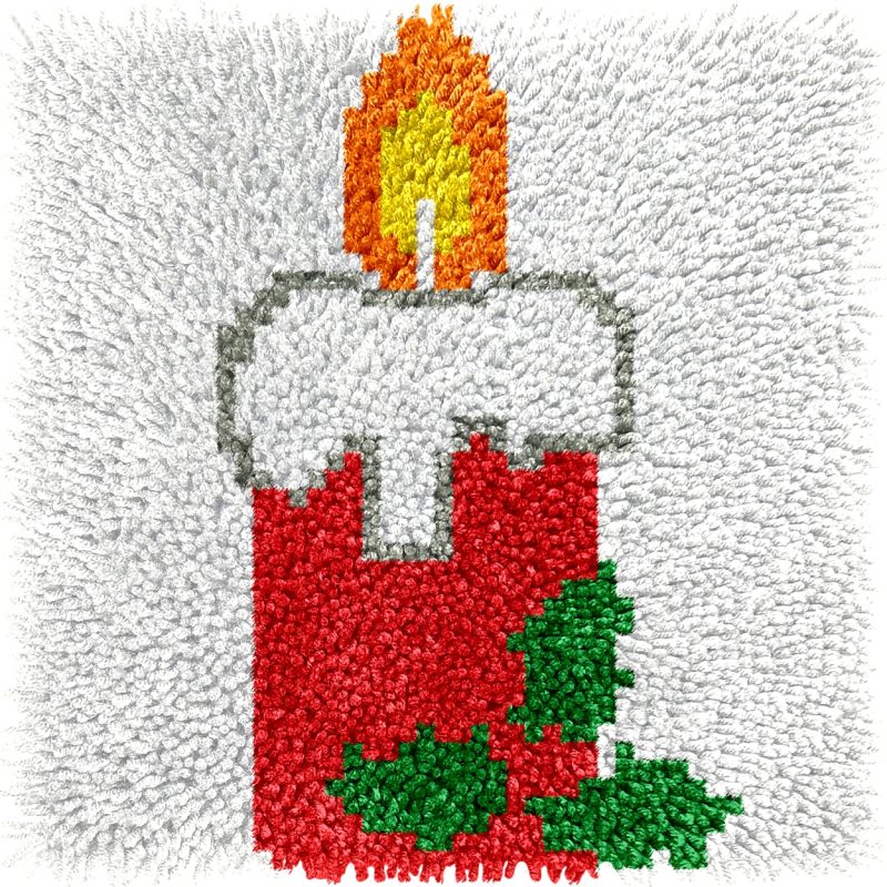 Children’s Rug Making Latch Hooking Kit | Candle (30x30cm)