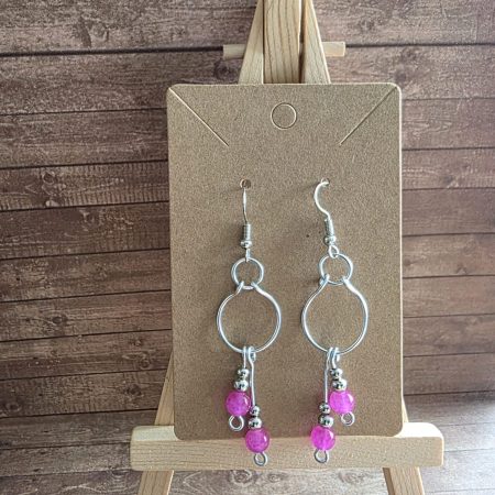 Rose Pink Dangle Earrings – Handmade Wire-Wrapped Design