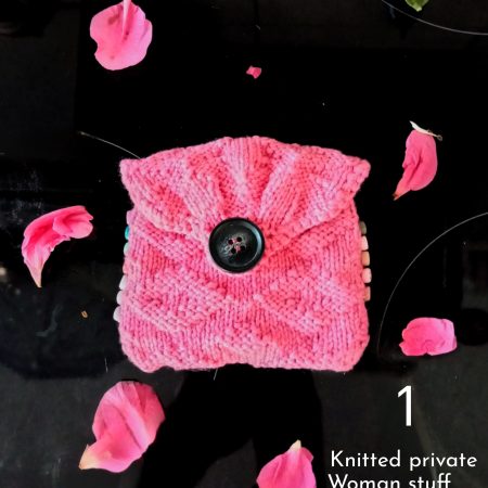 Hand Knitted personal pink woman's private stuff holder