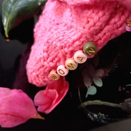 Hand Knitted personal pink woman's private stuff holder