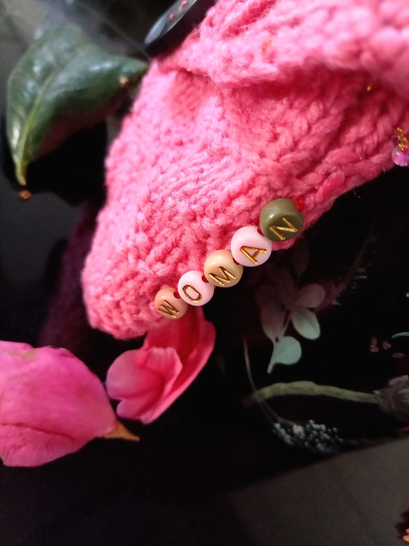 Hand Knitted personal pink woman's private stuff holder