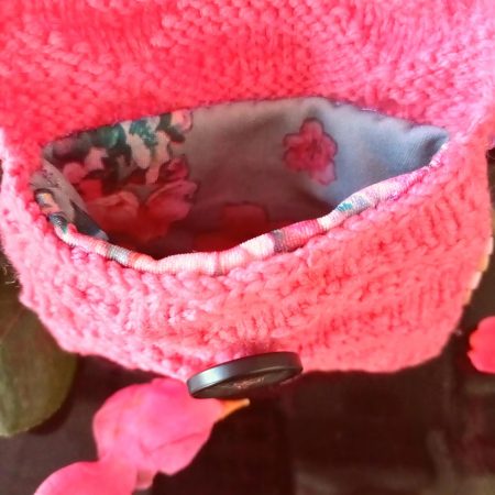 Hand Knitted personal pink woman's private stuff holder