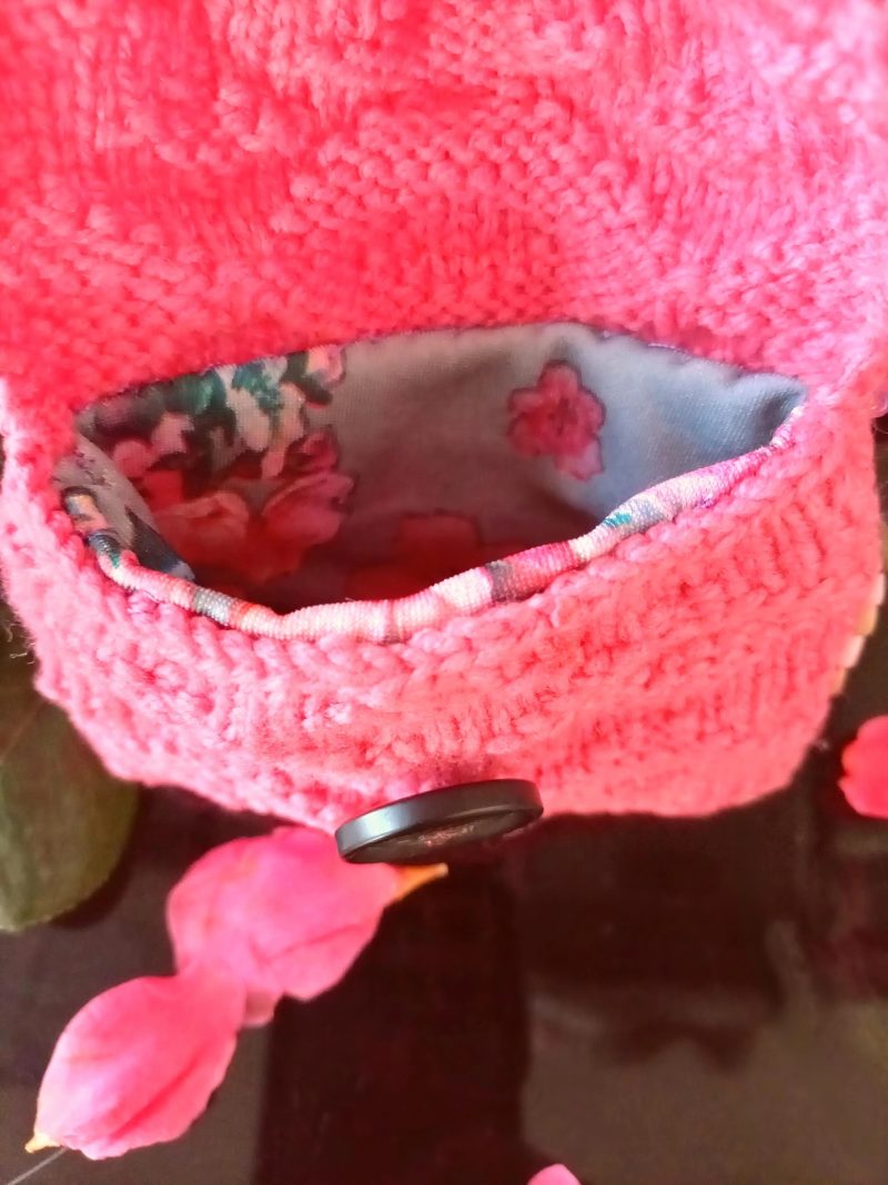 Hand Knitted personal pink woman's private stuff holder